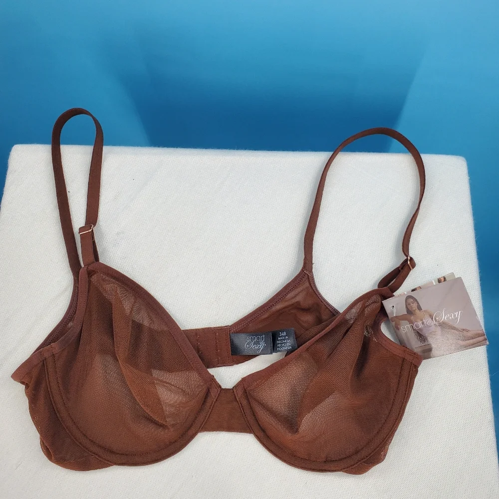 Smart and Sexy NWT brown mesh bra 34B